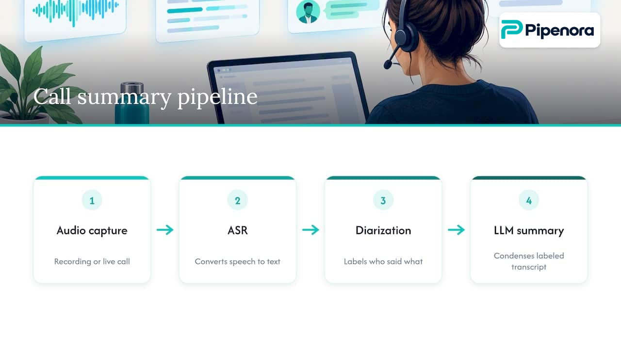 Four stages from call audio to summary
