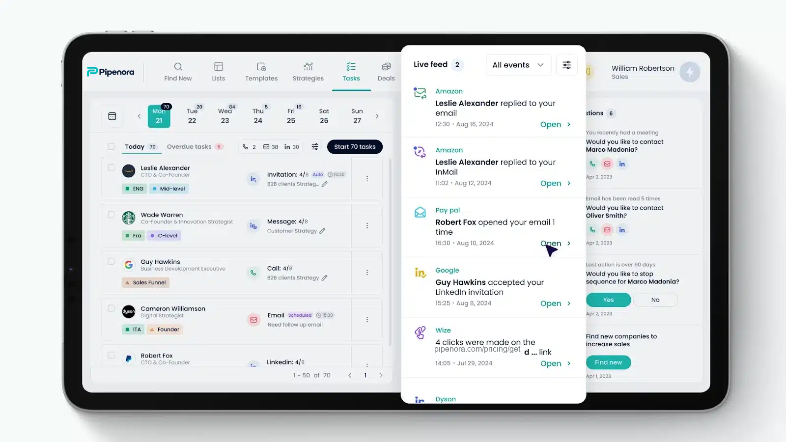 pipenora app dashboard