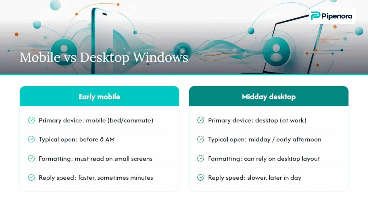 Mobile versus desktop email timing comparison