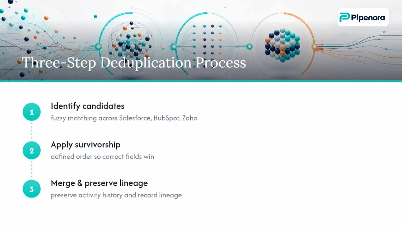 Three-step CRM deduplication process
